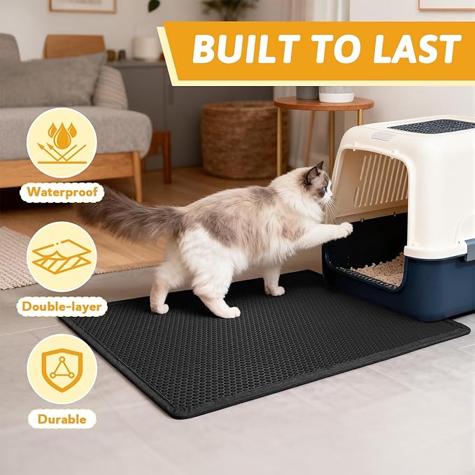 Pieviev Cat Litter Mat Double Layer Waterproof Urine Proof Trapping Mat 1 Pack) - Image 7