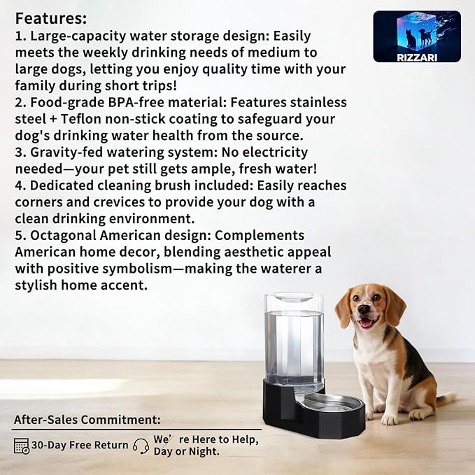 Sfozstra Black 8L Gravity Dog Water Dispenser - Image 2