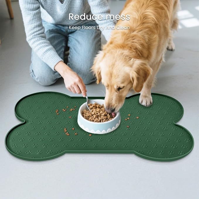 PWTAA Dog Food Mat Anti-Slip Silicone Dog Bowl Mat Thicker Pet Placemat - Image 8