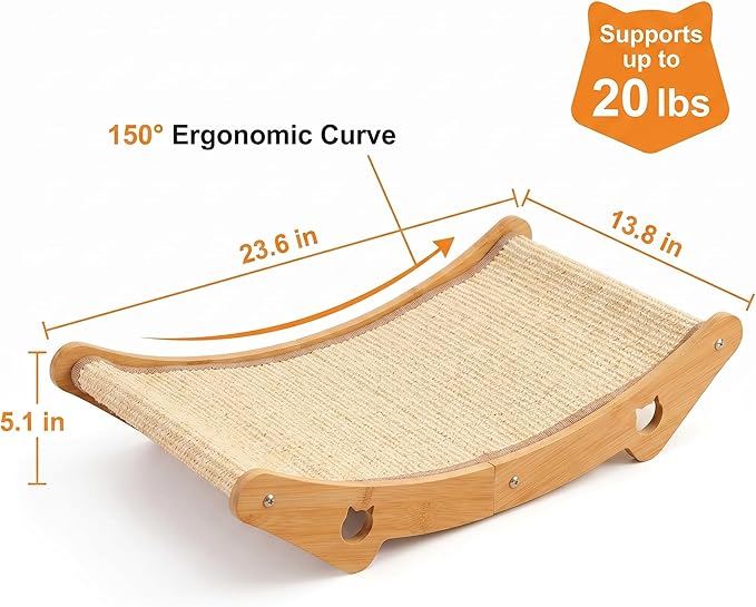 Sisal Cat Scratcher Bed, 3-in-1 Natural Sisal Scratching Board & Hammock - Image 3