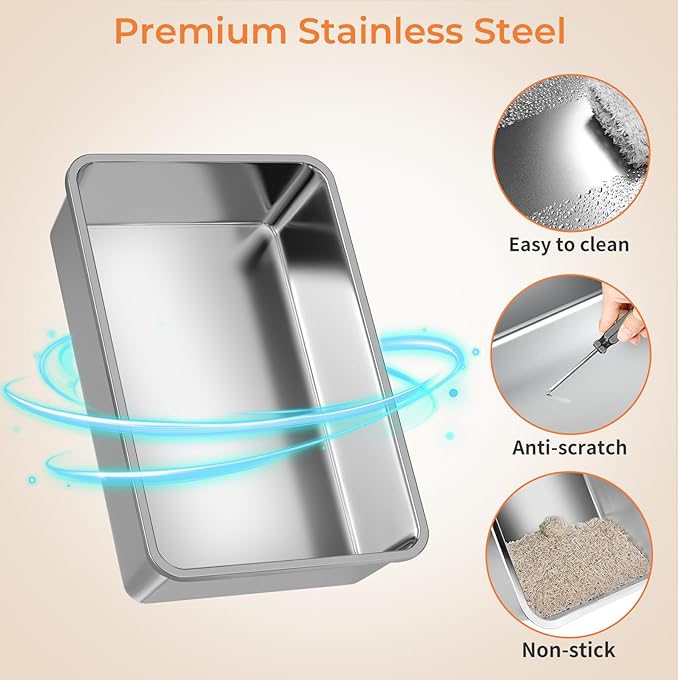 URPOWER Stainless Steel Cat Litter Box - Image 7