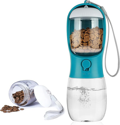 Dog Water Bottle with Food Container, Portable Leak Proof Pet Water Dispenser by AVELORA