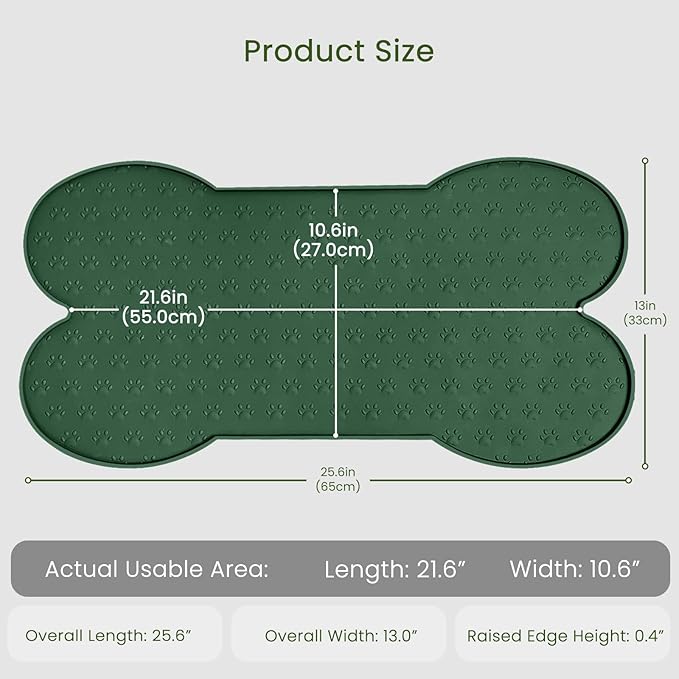 PWTAA Dog Food Mat Anti-Slip Silicone Dog Bowl Mat Thicker Pet Placemat - Image 2