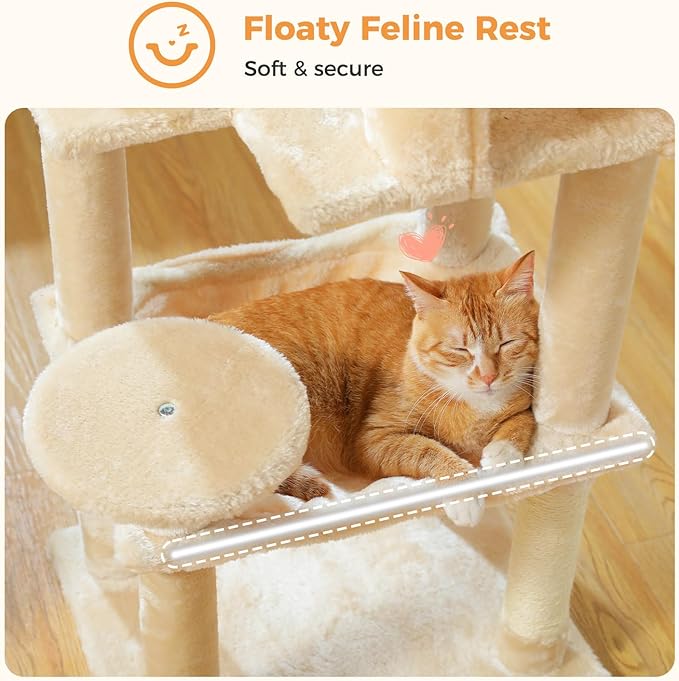 MUTTROS Cat Tree for Indoor Cats, 44.5" Multi-Level Cat Tower - Image 4