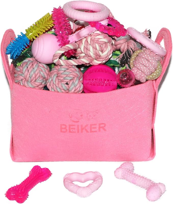 Beiker 20 Pack Pink Puppy Chew Toys by Beiker