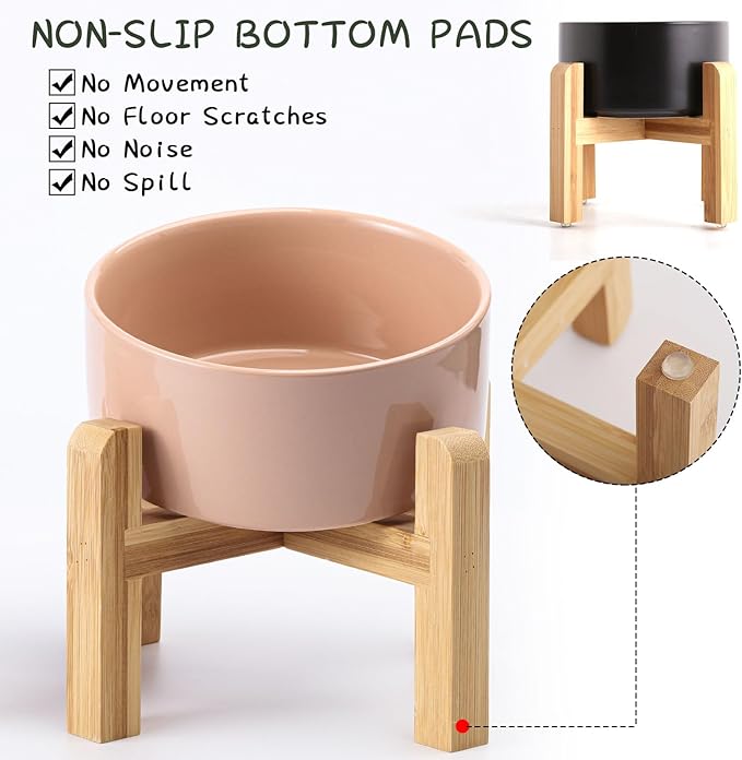 Petygooing Khaki Elevated/Raised Ceramic Dog Bowl - Image 2