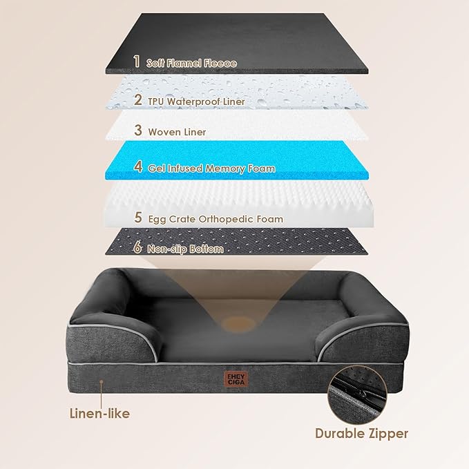 EHEYCIGA Orthopedic XL Dog Beds, Waterproof Memory Foam Dog Bed - Image 5