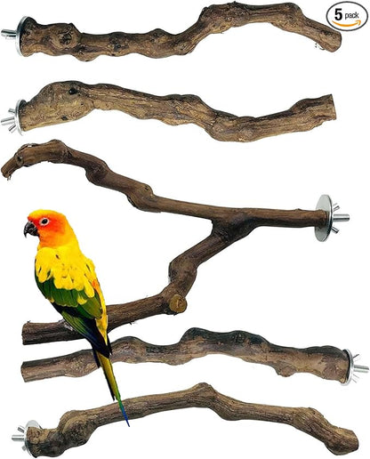 5 PCS Natural Grape Stick Perch Swing Chewing Toys by Allazone