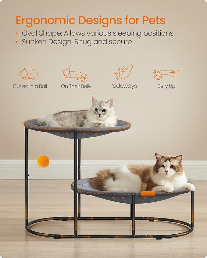 Feandrea 2-Tier Elevated Cat Hammock Bed, Breathable Furniture - Image 3