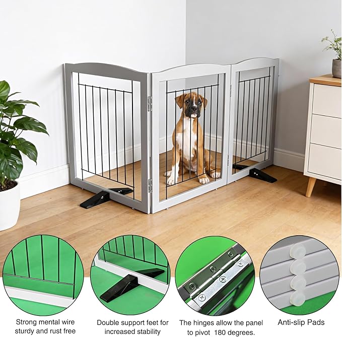 ZJSF Freestanding Dog Fence Indoor, Foldable Dog Gate - Image 5