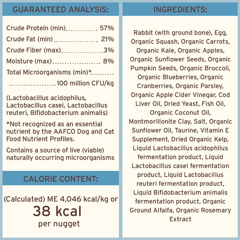 Primal Freeze Dried Raw Cat Food Nuggets Rabbit, Complete & Balanced Meal or Topper, Premium, Healthy, Grain Free, High Protein Raw Cat Food with Probiotics (5.5 oz)