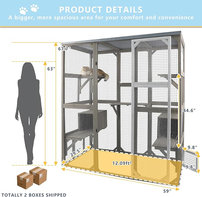 Ketive Catio Outdoor Cat Enclosure Large Window Cat House Walk in Kitty Cage - Image 5