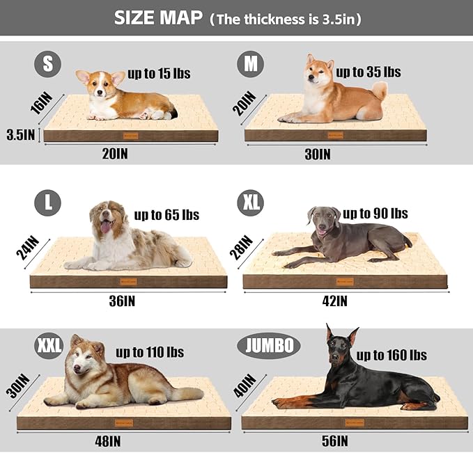 Patas Lague Orthopedic XL Dog Bed Large Sized Dog 48''X30'', Waterproof Soft - Image 6