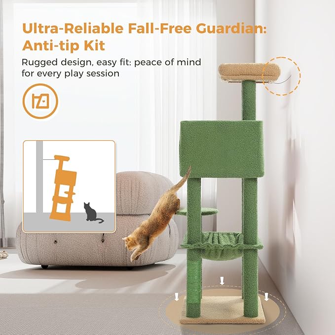 MUTTROS Cactus Cat Tree for Indoor Cats, 44.5" Multi-Level Cat Tower - Image 6