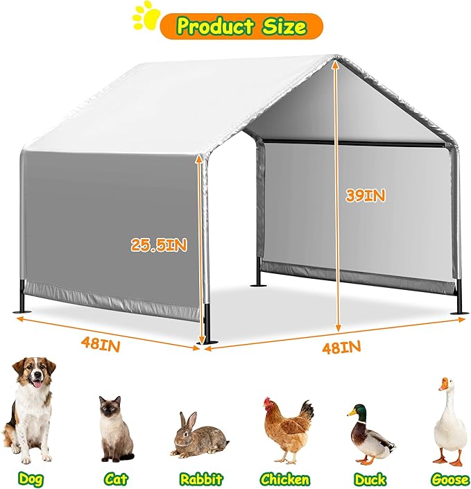 4'x 4'x 3.3' Dog Shade Shelter, Outdoor Dog Tent Dog House Canopy Waterproof - Image 2