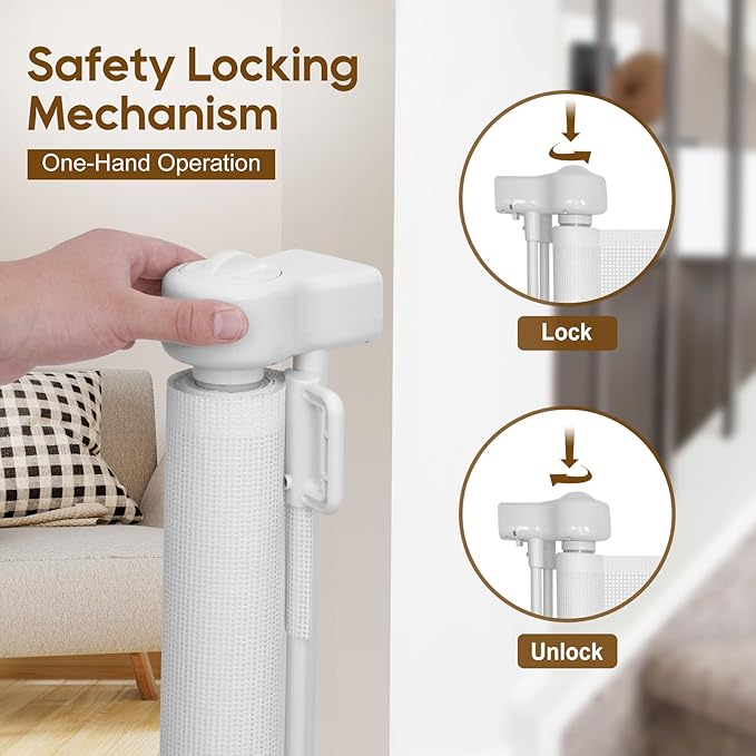 Miumoon 120 inch Retractable Baby Gates 34 inch Tall, Retractable Gate - Image 5