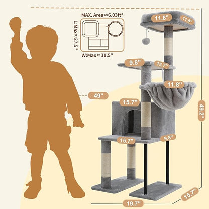 Heybly Cat Tree, 49.2 Inches Cat Tower - Image 6
