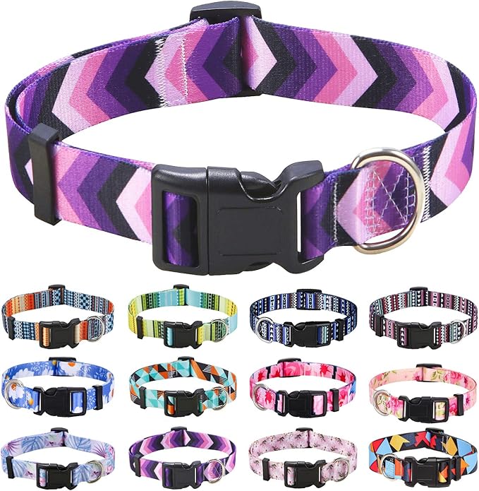 Mihqy Dog Collar Set with Bohemia Floral Tribal Geometric Patterns by Mihqy