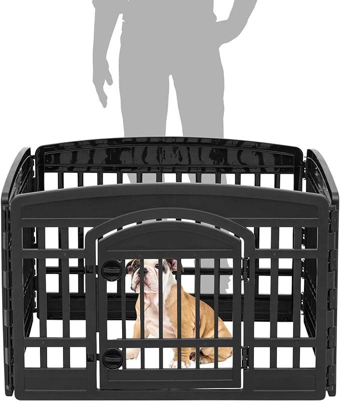 IRIS USA Dog Playpen with Door, 24” 4 Panel Pet Exercise Pen – Indoor Outdoor - Image 4