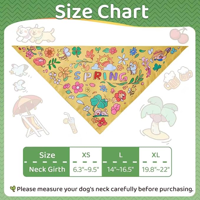 Spring Summer Dog Bandanas, Cute Colorful Bandanas, Washable Cotton Adjustable - Image 8