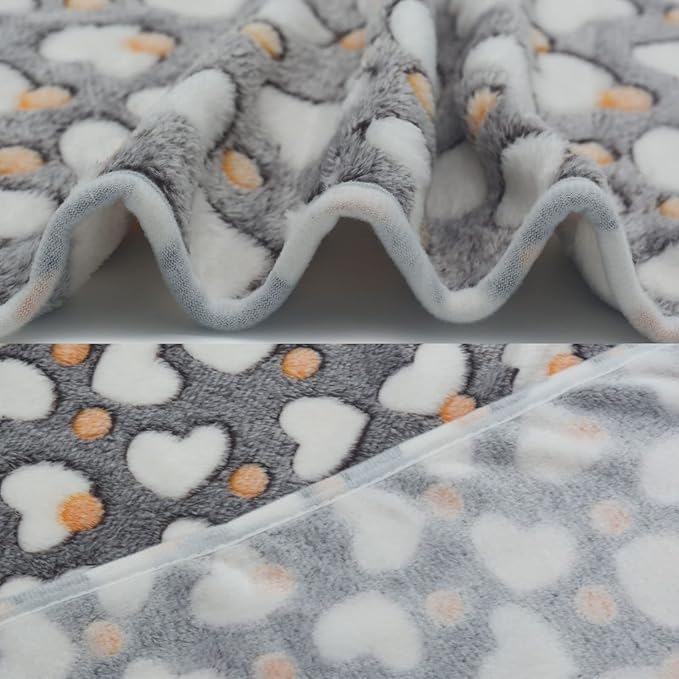 1 Pack 3 Puppy Blankets Super Soft Warm Sleep Mat Grey Cute Print Blanket - Image 5