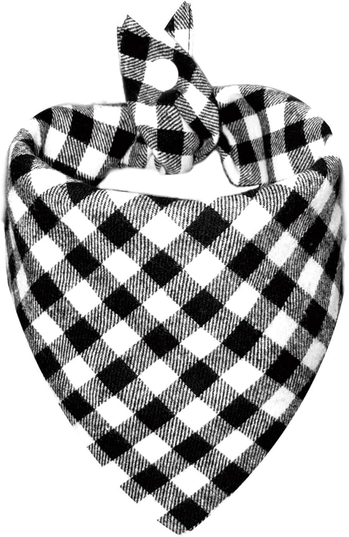 Black and White lattices Pet Dog Bandana Triangle Bibs Scarf, Cute Winter Dog by Unknown