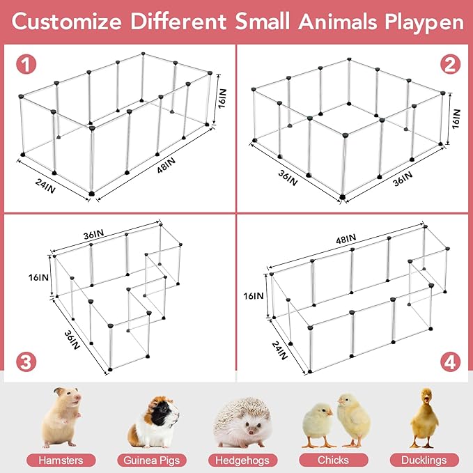 VISCOO 12 Panels Transparent Small Animals Playpen, Plastic Enclosure, Puppy - Image 4