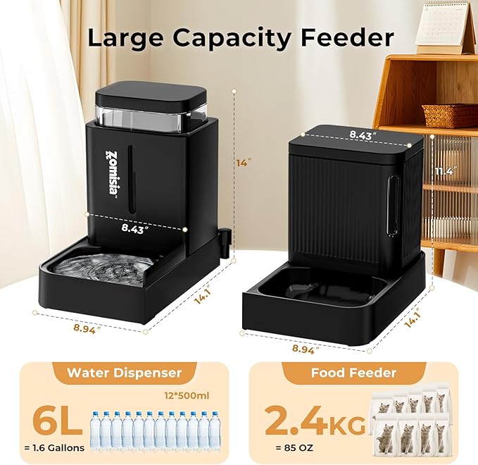 ZOMISIA Gravity Dog Food and Water Dispenser, 2 in 1 Automatic Dog Feeder - Image 2
