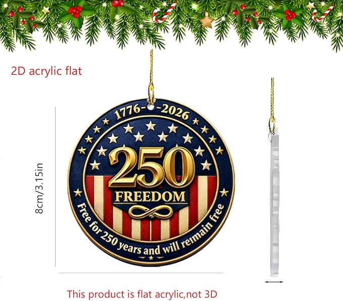 6 Pcs 250 Years Anniversary United States Hanging Ornament Acrylic Round Shaped - Image 5