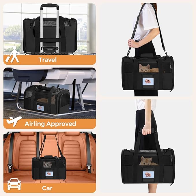 Soft Cat Carrier for Pets Up to 25 lbs, Cat Pet Travel Bag - Image 6