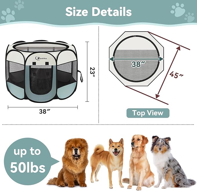 Siedihit Large Dog Cat Playpen, Puppy Pet Playpen Indoor - Image 8
