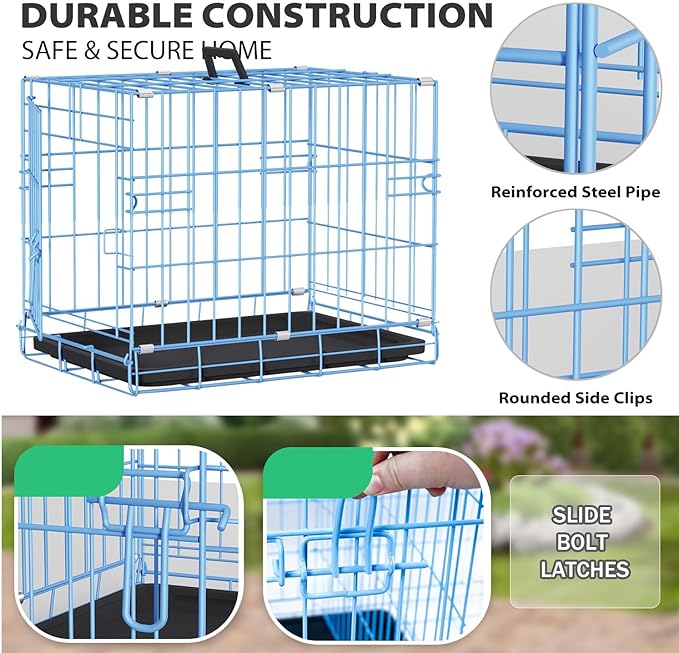 BestPet | Dog Crate | 18" | Blue | Foldable Metal Kennel - Image 4