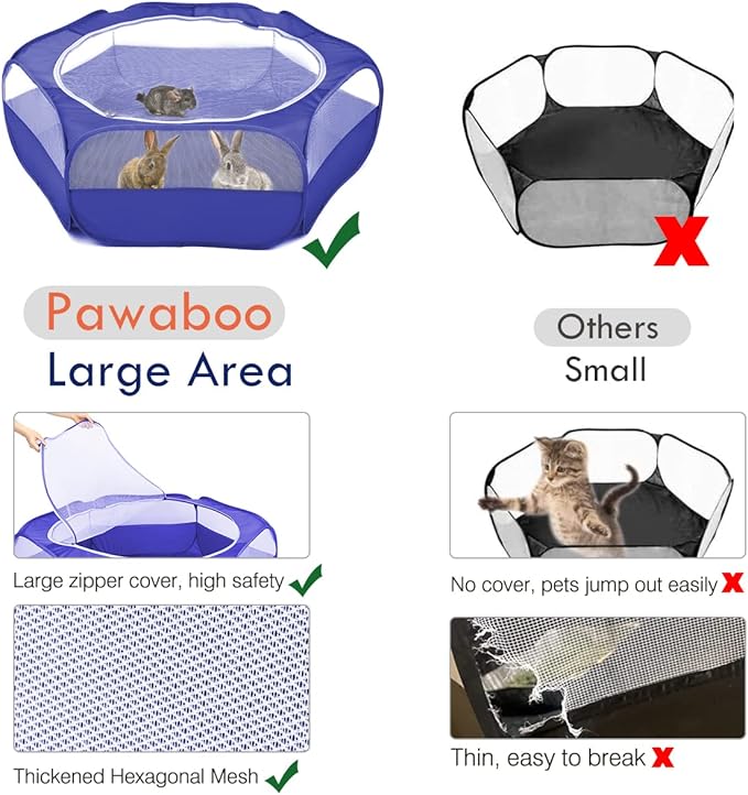 Pawaboo Small Animals Playpen, Waterproof Small Pet Cage Tent - Image 3