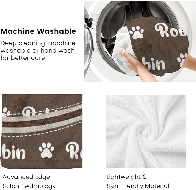 Personalized Dog Blankets with Name Photos, Custom Paw Print Blanket - Image 6