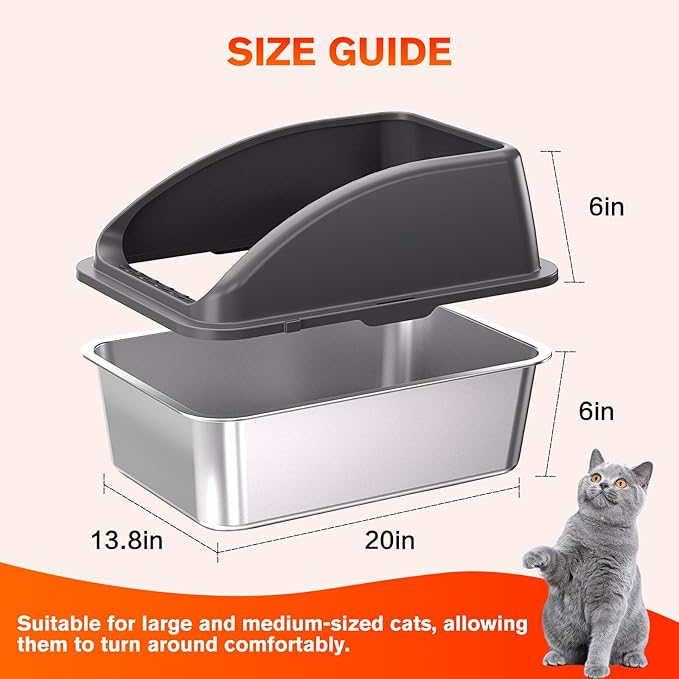 KITCATY 2PACK Stainless Steel Cat Litter Box, Never Absorbs Odors, Leak-Proof - Image 5