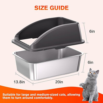 KITCATY 2PACK Stainless Steel Cat Litter Box, Never Absorbs Odors, Leak-Proof - Image 5