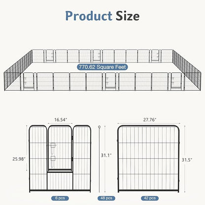 DUMOS Dog Playpen Indoor, Metal 32 Inch 48 Panels Foldable Pet Fence - Image 5