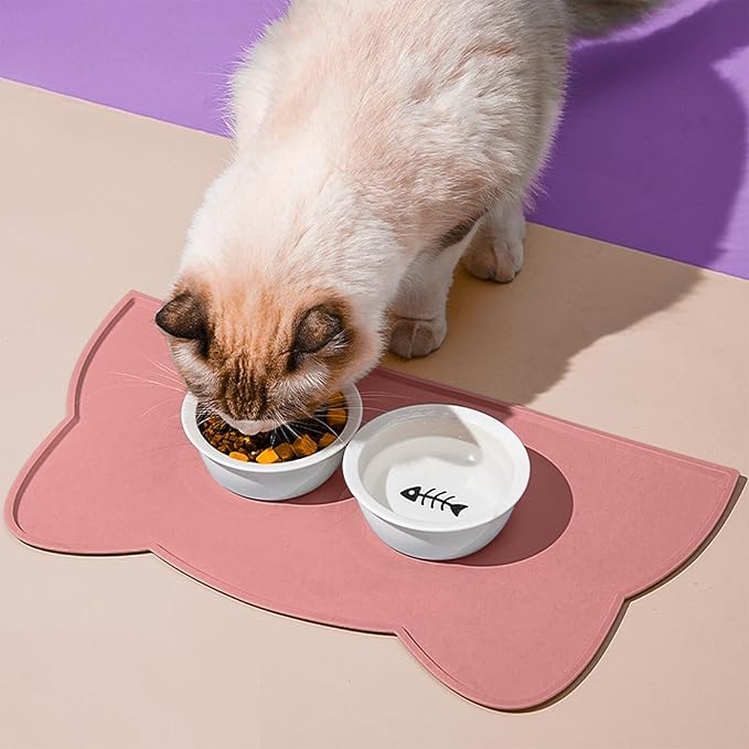 Cat Food Mat, Silicone Non Slip Dog Bowl Mat Waterproof Cat Feeding Mat Stop - Image 2