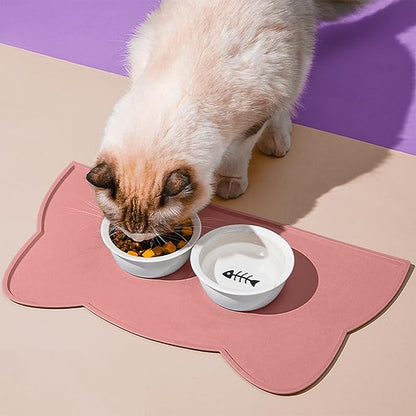 Cat Food Mat, Silicone Non Slip Dog Bowl Mat Waterproof Cat Feeding Mat Stop - Image 2