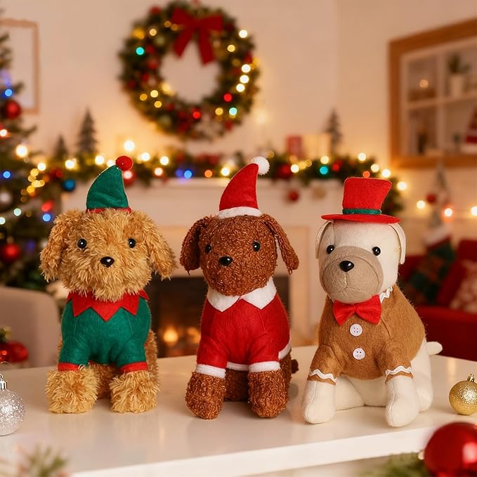 FORUP Christmas Dog Stuffed Animals, Fireplace & Party Decoration, Festive Gift - Image 3