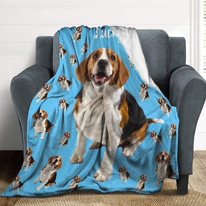 Personalized Dog Portrait Blanket Using Pet Photo & Name Custom Pet Memorial - Image 5