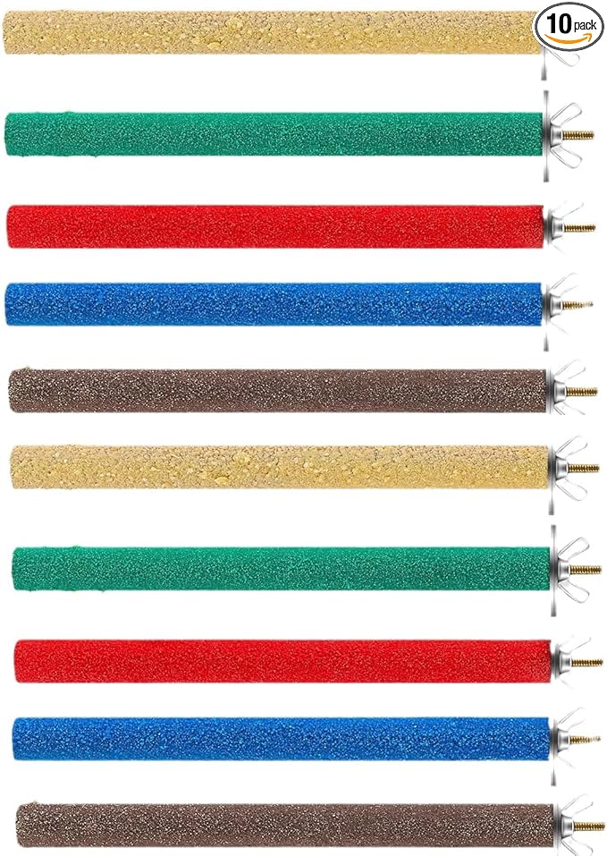 10 Pcs Parrot Perch Stand Bird Perch Stand Toy Colorful Paw Grinding Stick Cage by Wzttdm