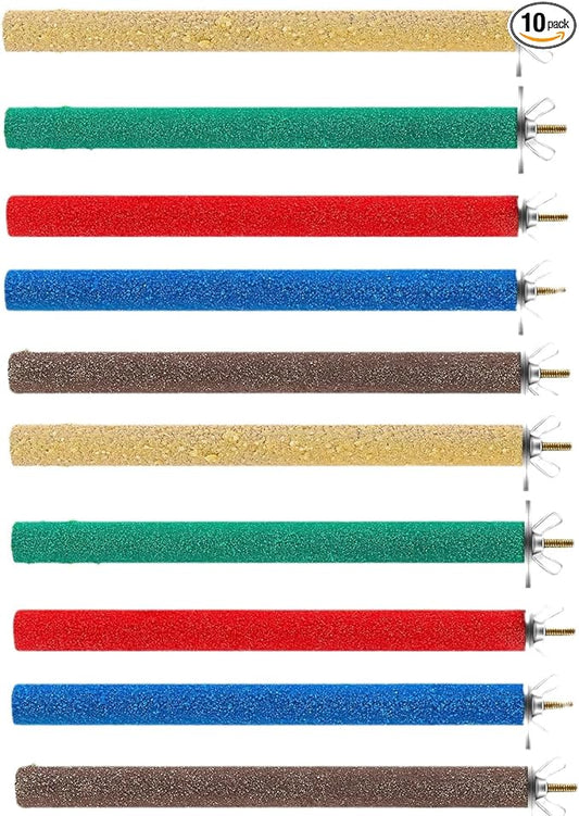 10 Pcs Parrot Perch Stand Bird Perch Stand Toy Colorful Paw Grinding Stick Cage by Wzttdm