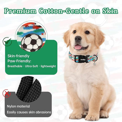 Soccer Dog Collar, Adjustable Cotton Puppy Collars - Image 3