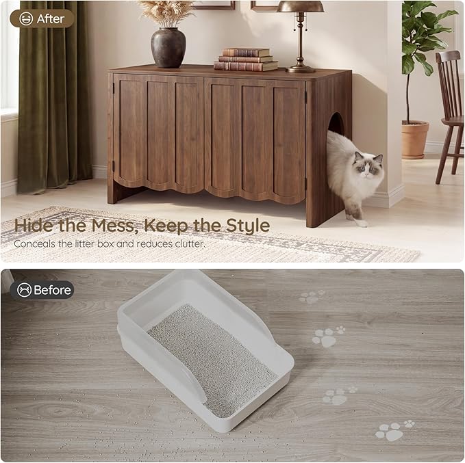 HOOBRO Cat Litter Box Enclosure, 31.5" Hidden Litter Box Furniture - Image 8