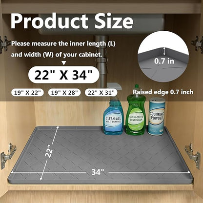 Mateeylife Under Sink Mats for Kitchen Waterproof 34"X22", Undersink - Image 3