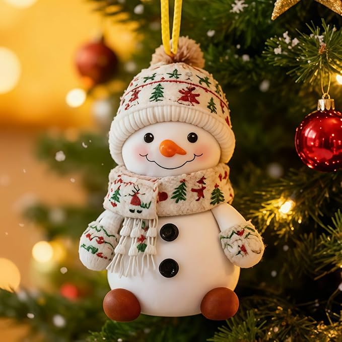8 Pcs Christmas Snowman Ornaments 2D Acrylic Christmas Hanging Ornaments - Image 7