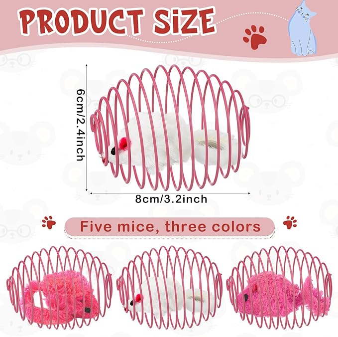 Jecery 5 Pcs Cat Spring Balls Toys Stretchable Rolling Balls Colorful Playful - Image 2