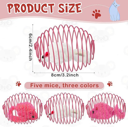 Jecery 5 Pcs Cat Spring Balls Toys Stretchable Rolling Balls Colorful Playful - Image 2