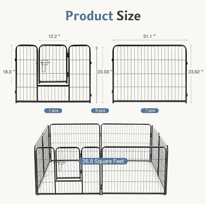 DUMOS Dog Playpen Indoor, Metal 24 Inch 8 Panels Foldable Pet Fence - Image 5